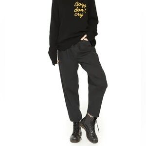 Sandrine Rose Black Relaxed Fit Button Fly Trouser Pants